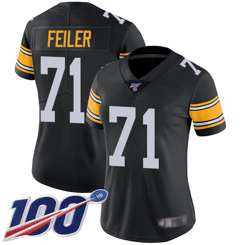 Women Pittsburgh Steelers Football #71 Limited Black Matt Feiler Alternate 100th Season Vapor Untouchable Nike NFL Jersey->pittsburgh steelers->NFL Jersey